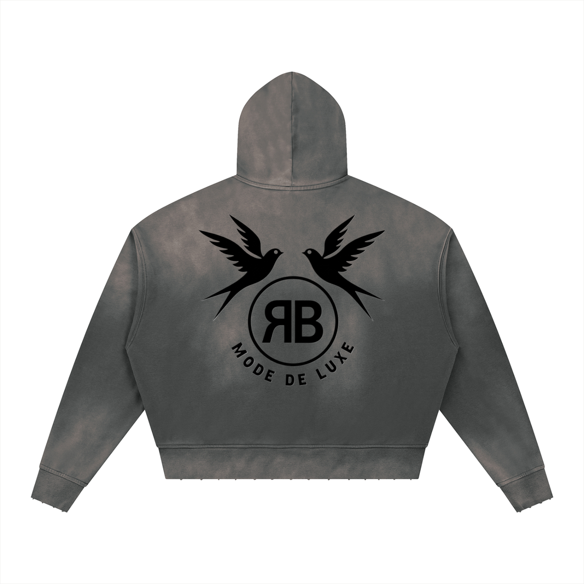 Sweat à capuche ample délavé à effet usé — 370 GSM