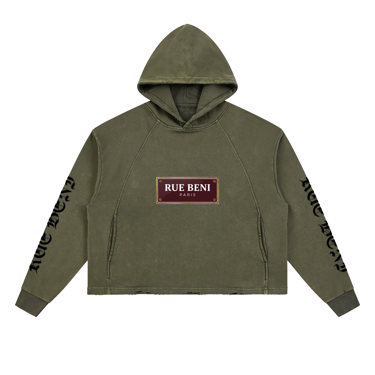 Vintage Washed Frayed-Hem Hoodie