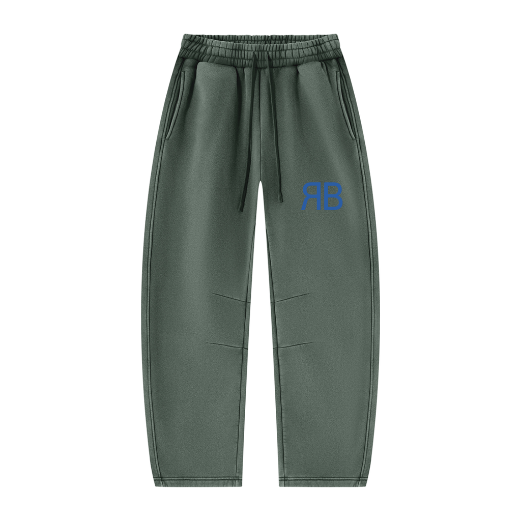 Pantalon de jogging délavé en molleton coupe barrel — 390 GSM