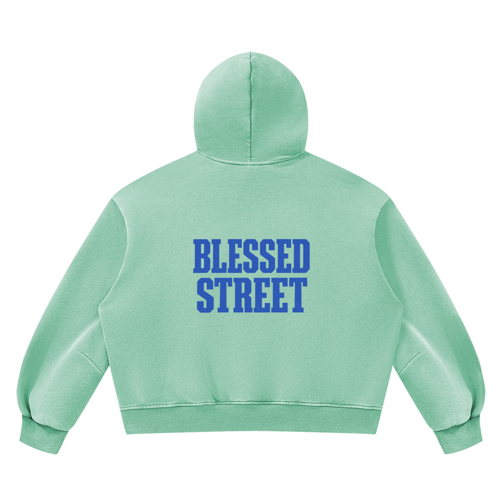 Sweat à capuche boxy délavé en molleton — 390 GSM