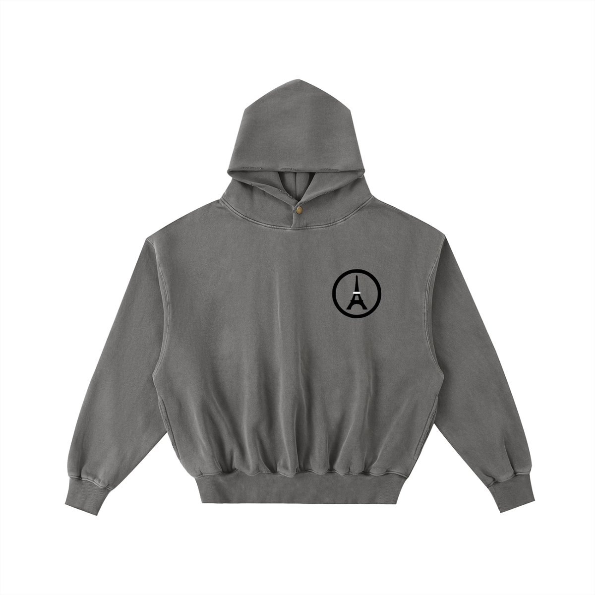 Sweat à capuche ample délavé et effiloché — 350 GSM