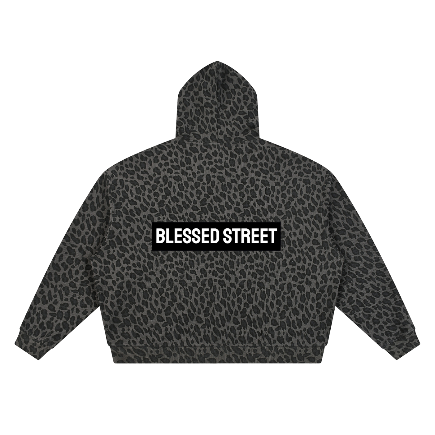 Hoodie Zippé Imprimé Léopard RB — Gris