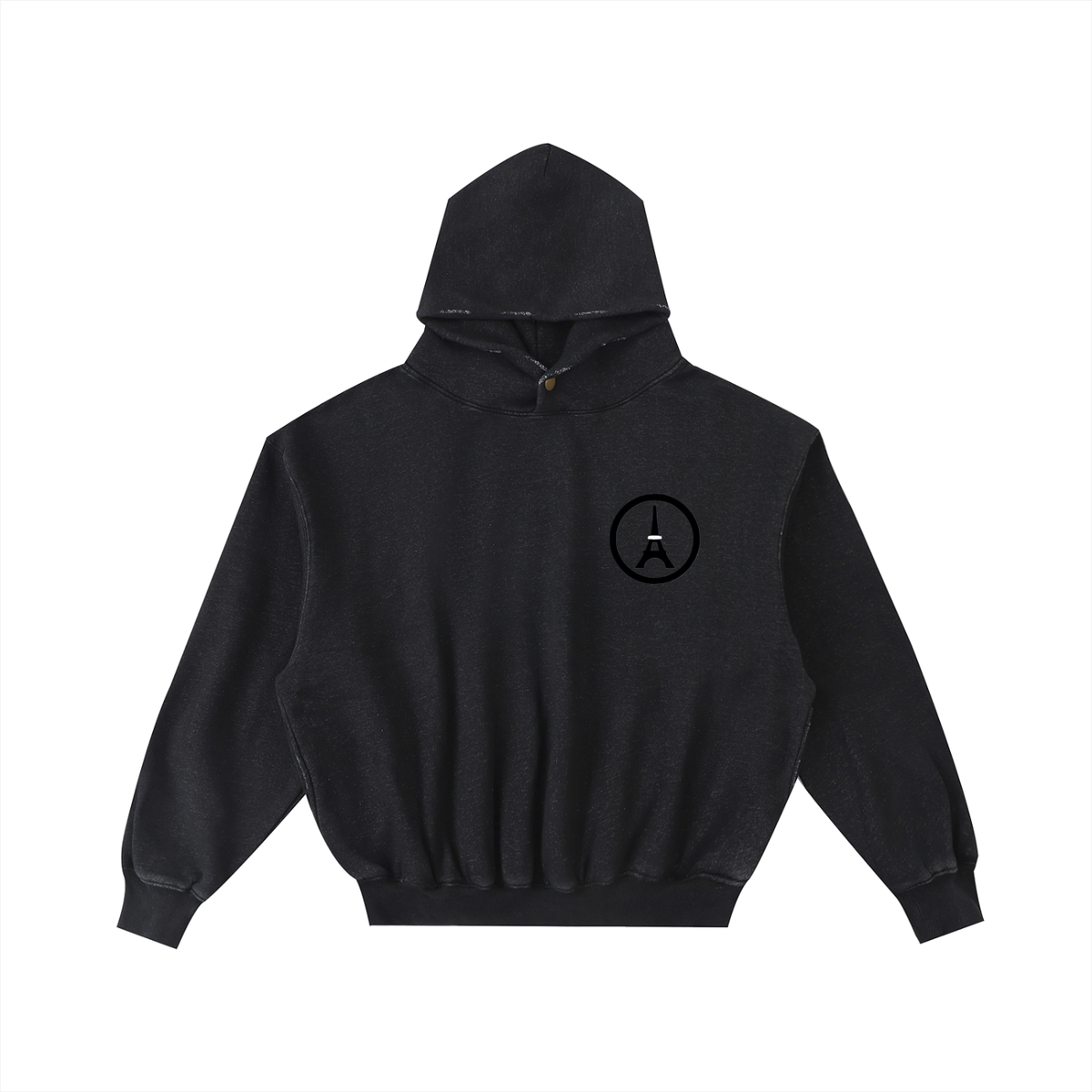 Sweat à capuche ample délavé et effiloché — 350 GSM