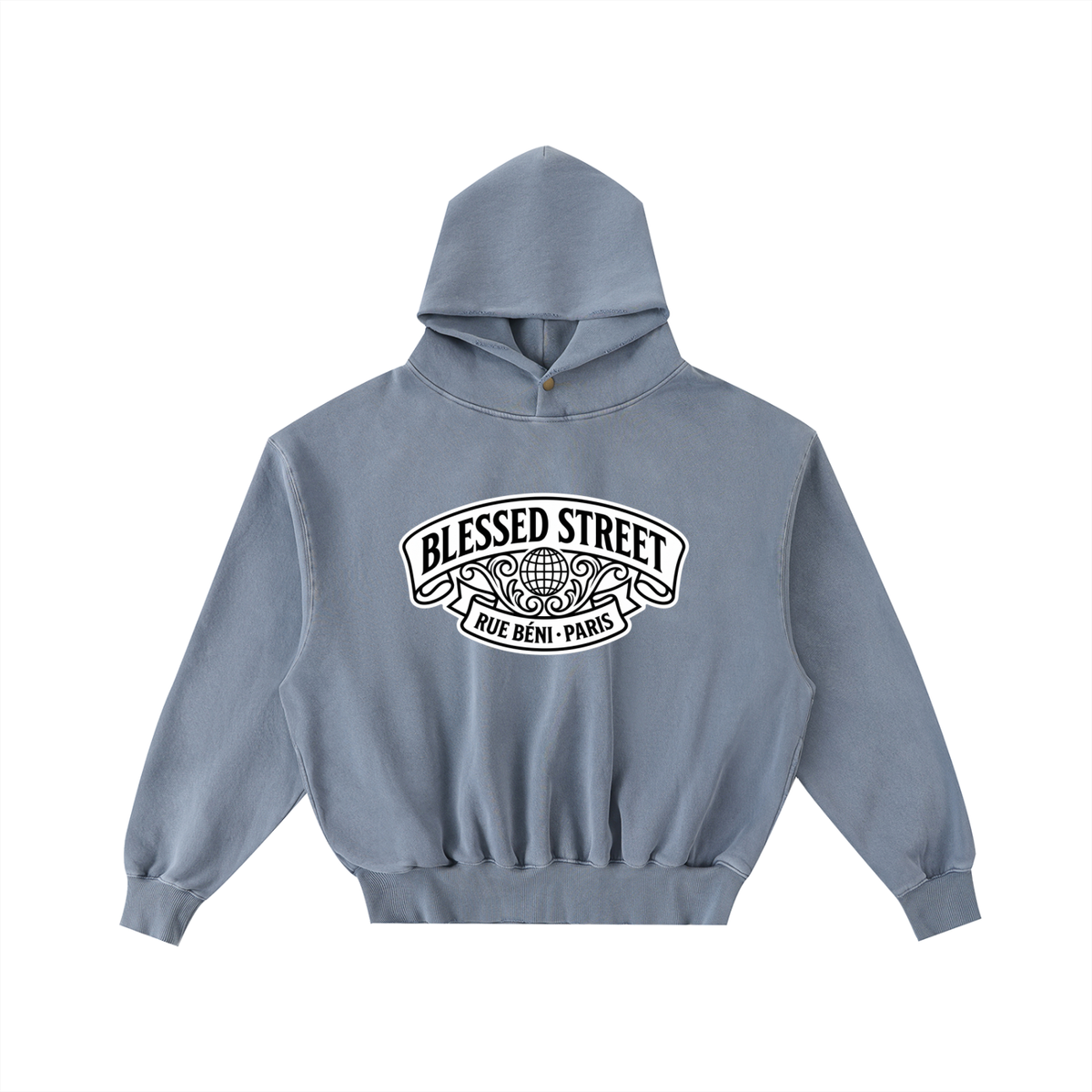 Sweat à capuche ample délavé et effiloché — 350 GSM