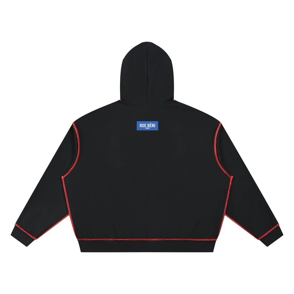 Sweat à capuche ample à surpiqûres — 420 GSM