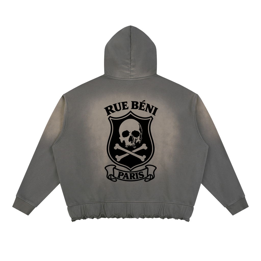 Sweat à capuche délavé Fleur Béni — 370 GSM