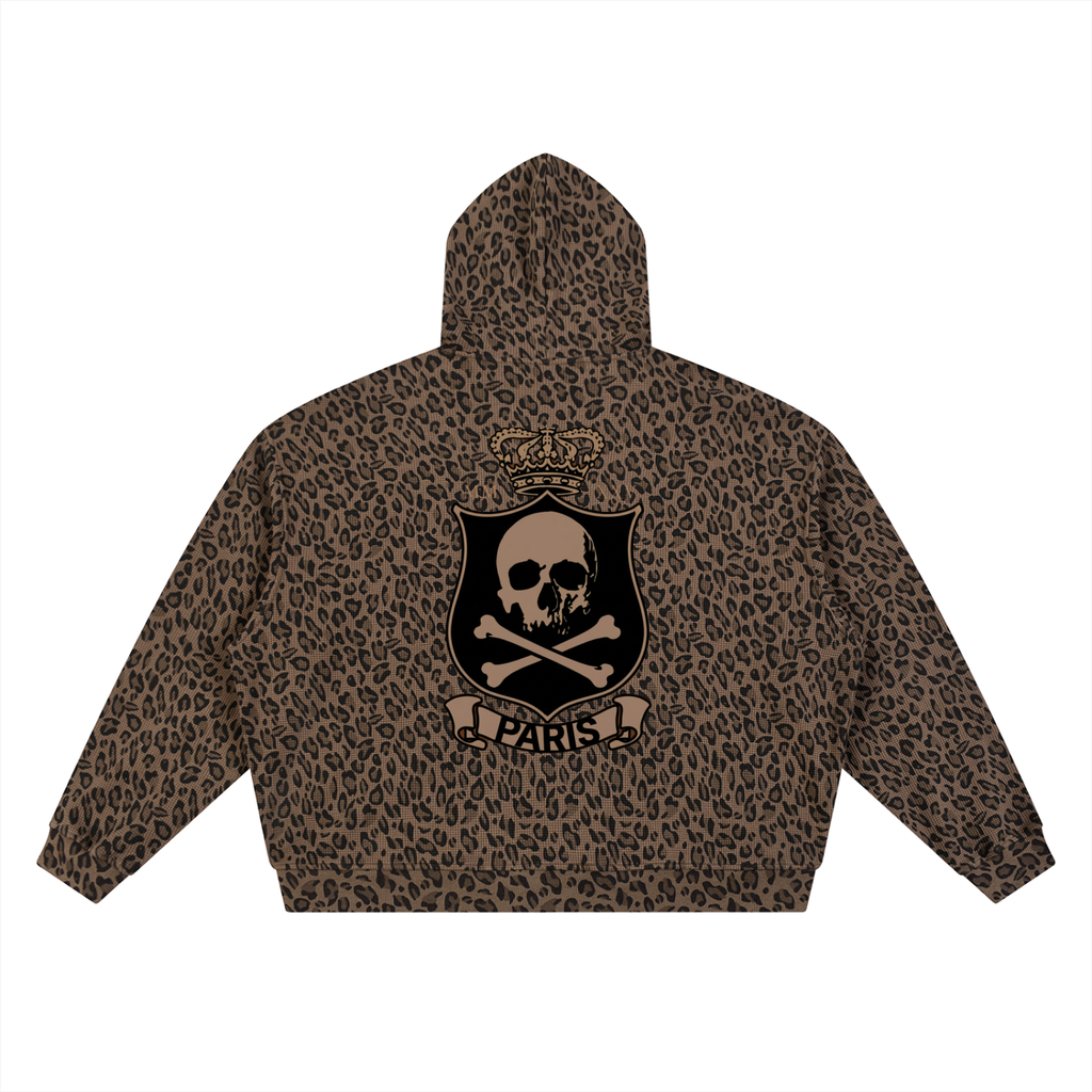 Sweat zippé gaufré Léopard Blason Paris — 320 GSM
