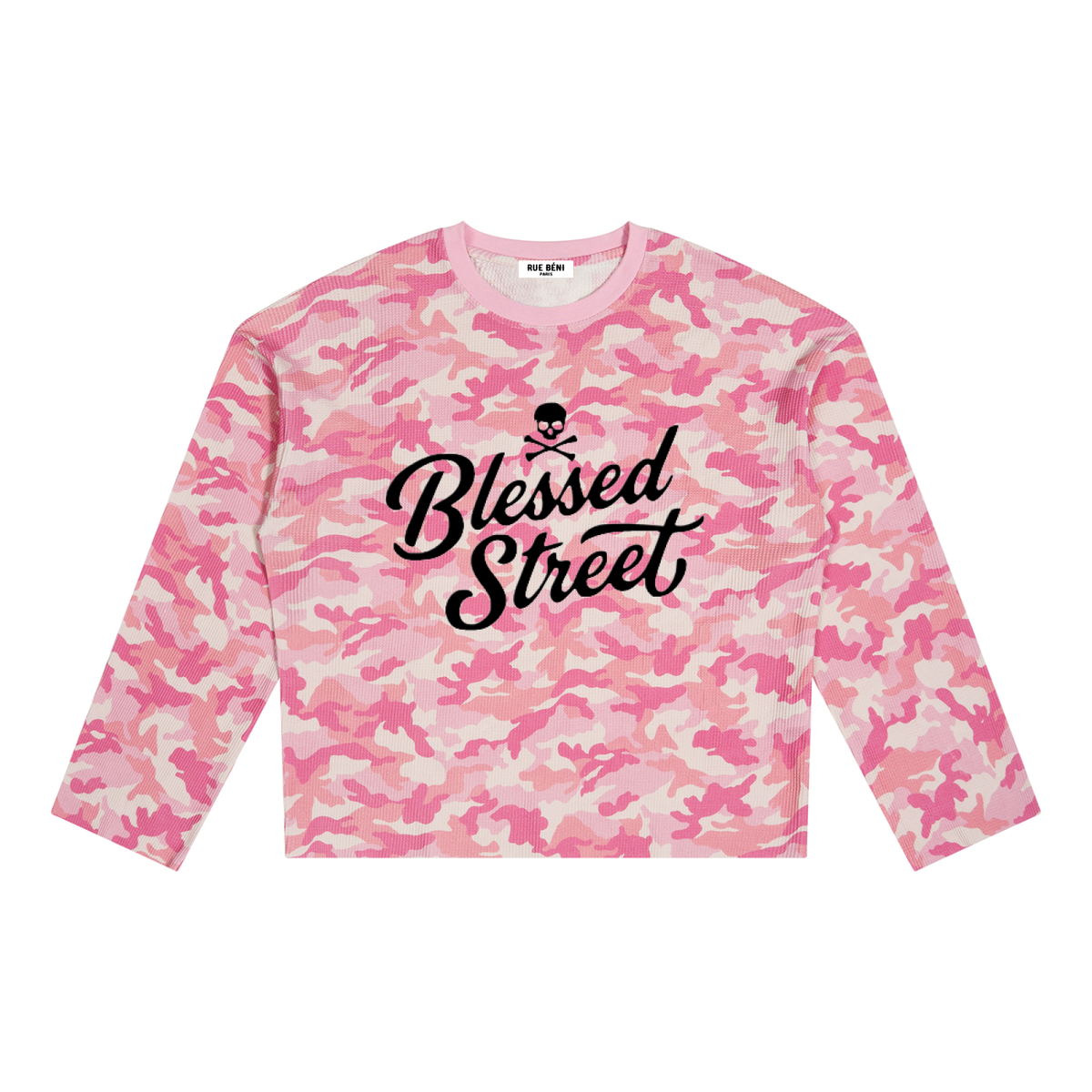 T-shirt à manches longues gaufré Camo Blessed Street — 260 GSM