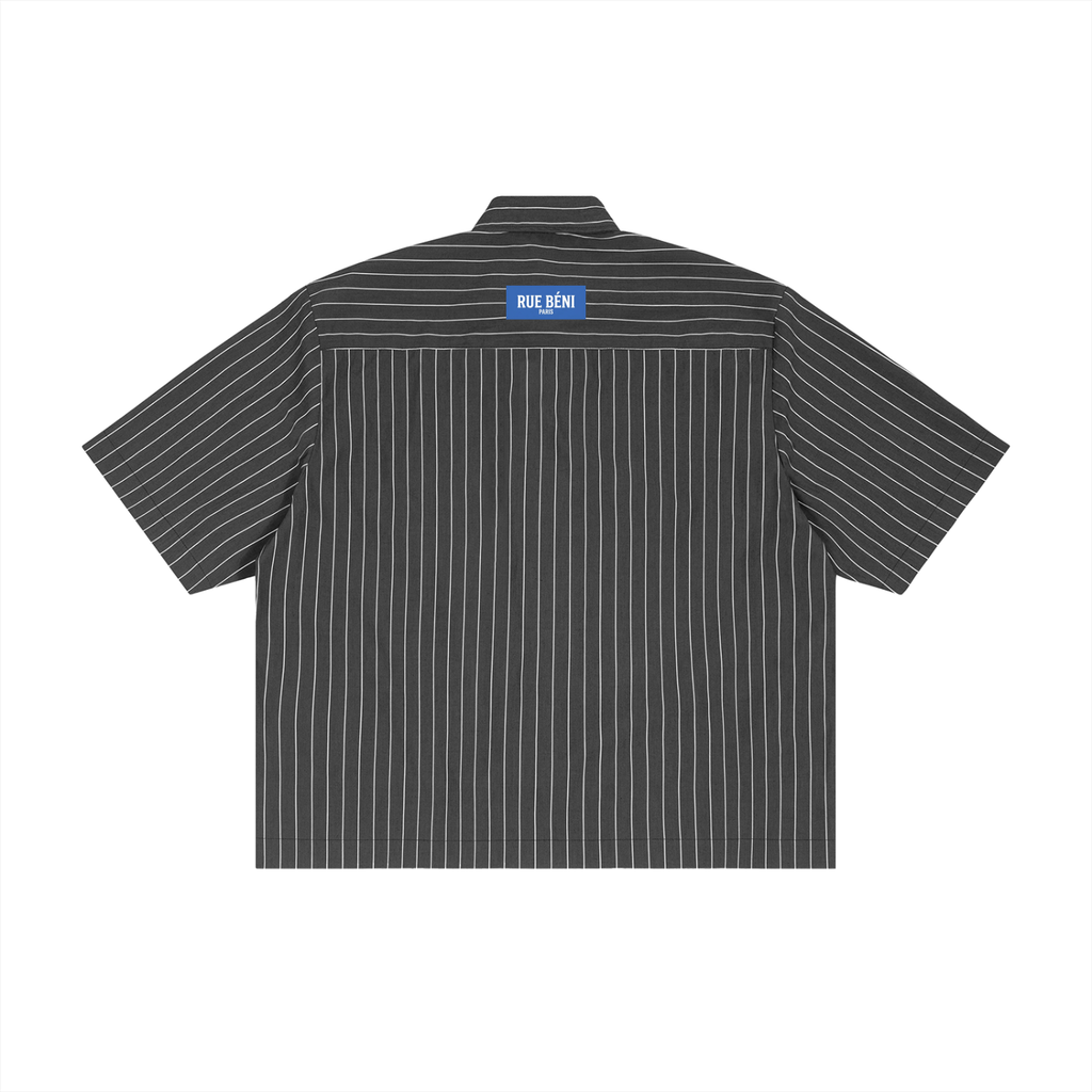 Chemise rayée coupe boxy à manches courtes — 100 GSM