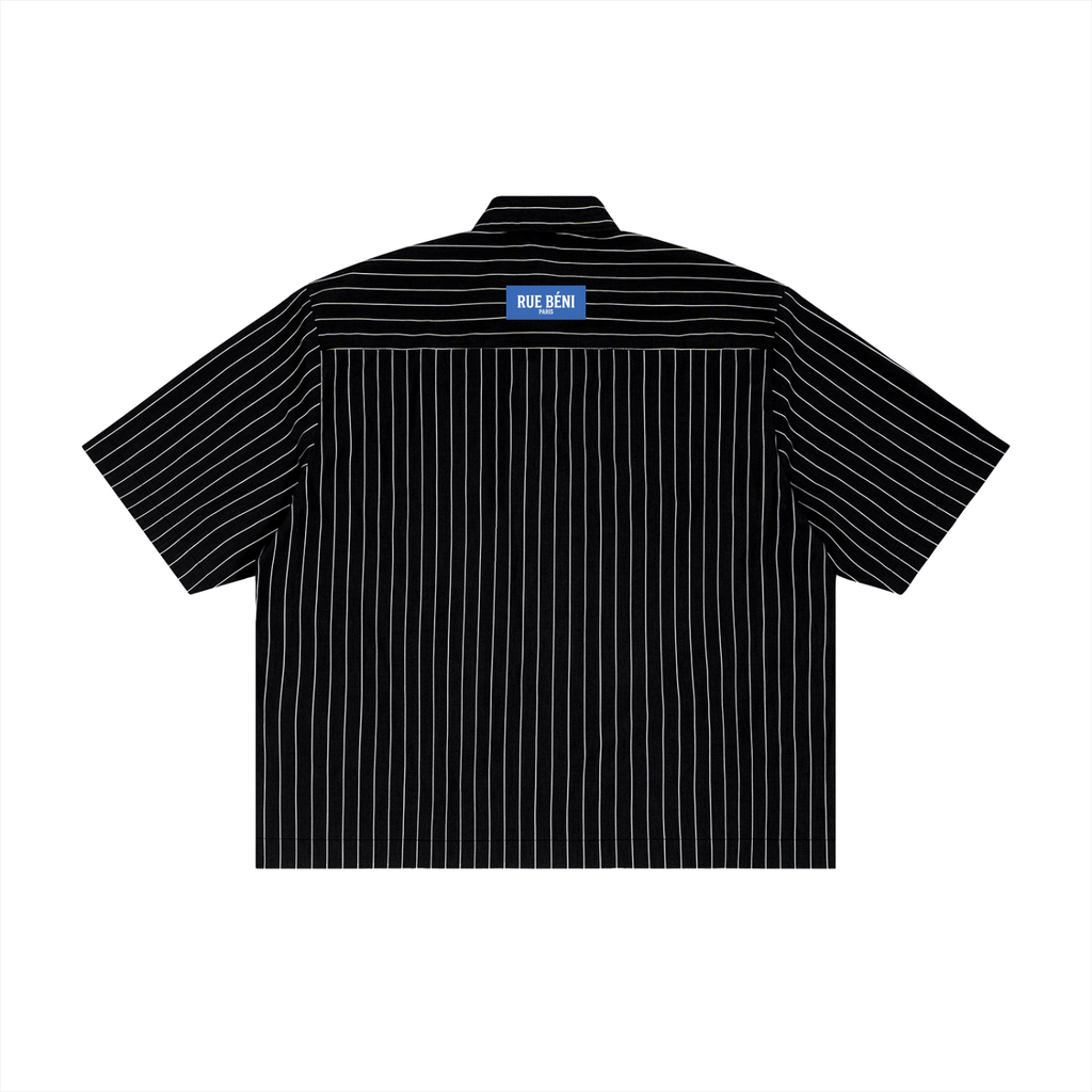 Chemise rayée coupe boxy à manches courtes — 100 GSM