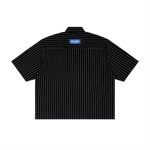 Chemise rayée coupe boxy à manches courtes — 100 GSM