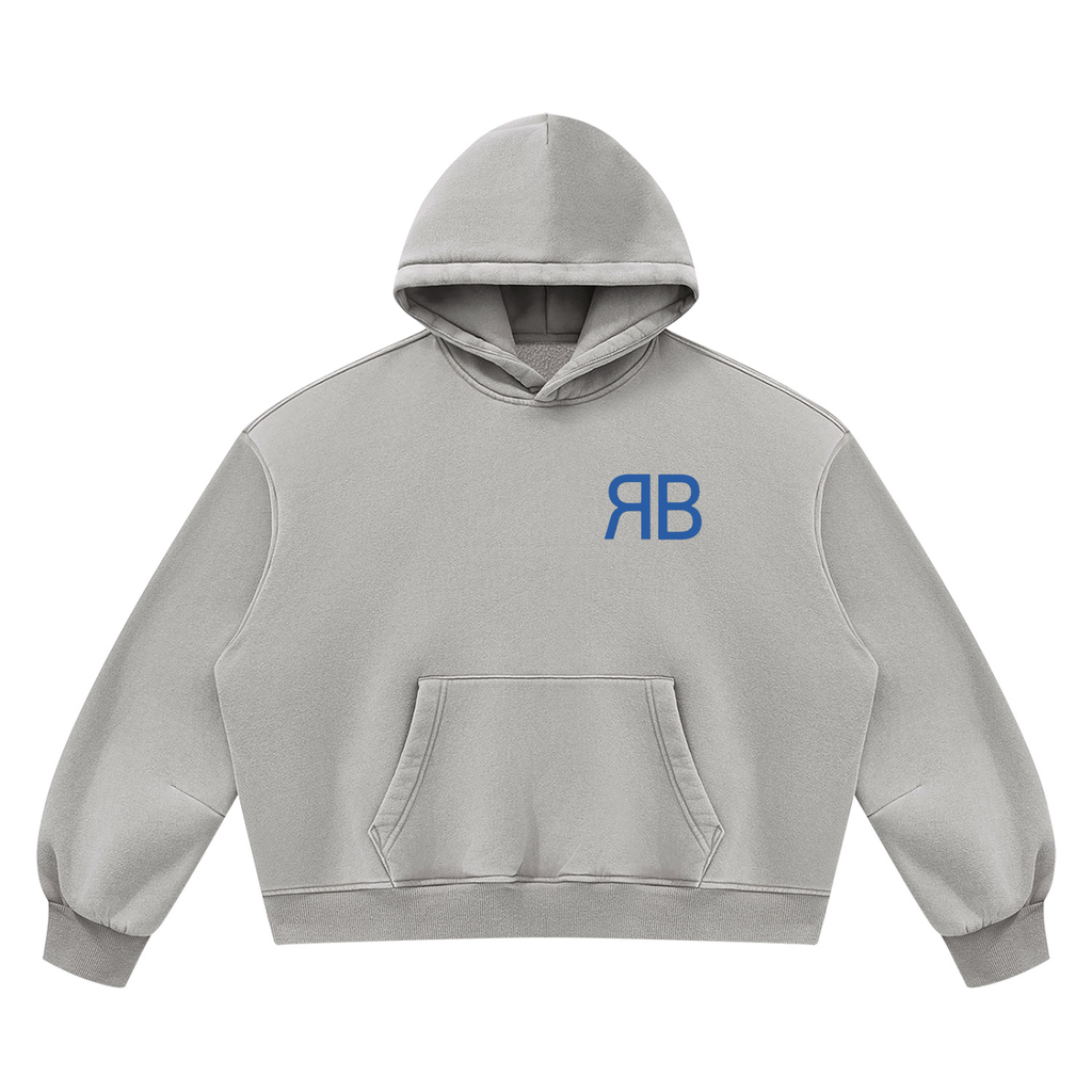 Sweat à capuche boxy délavé en molleton — 390 GSM