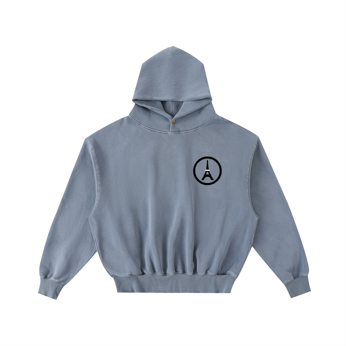 Sweat à capuche ample délavé et effiloché — 350 GSM