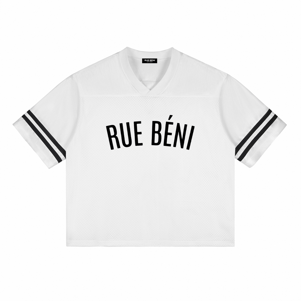 Tee Mesh Tapé RUE BÉNI — Blanc / V-Neck