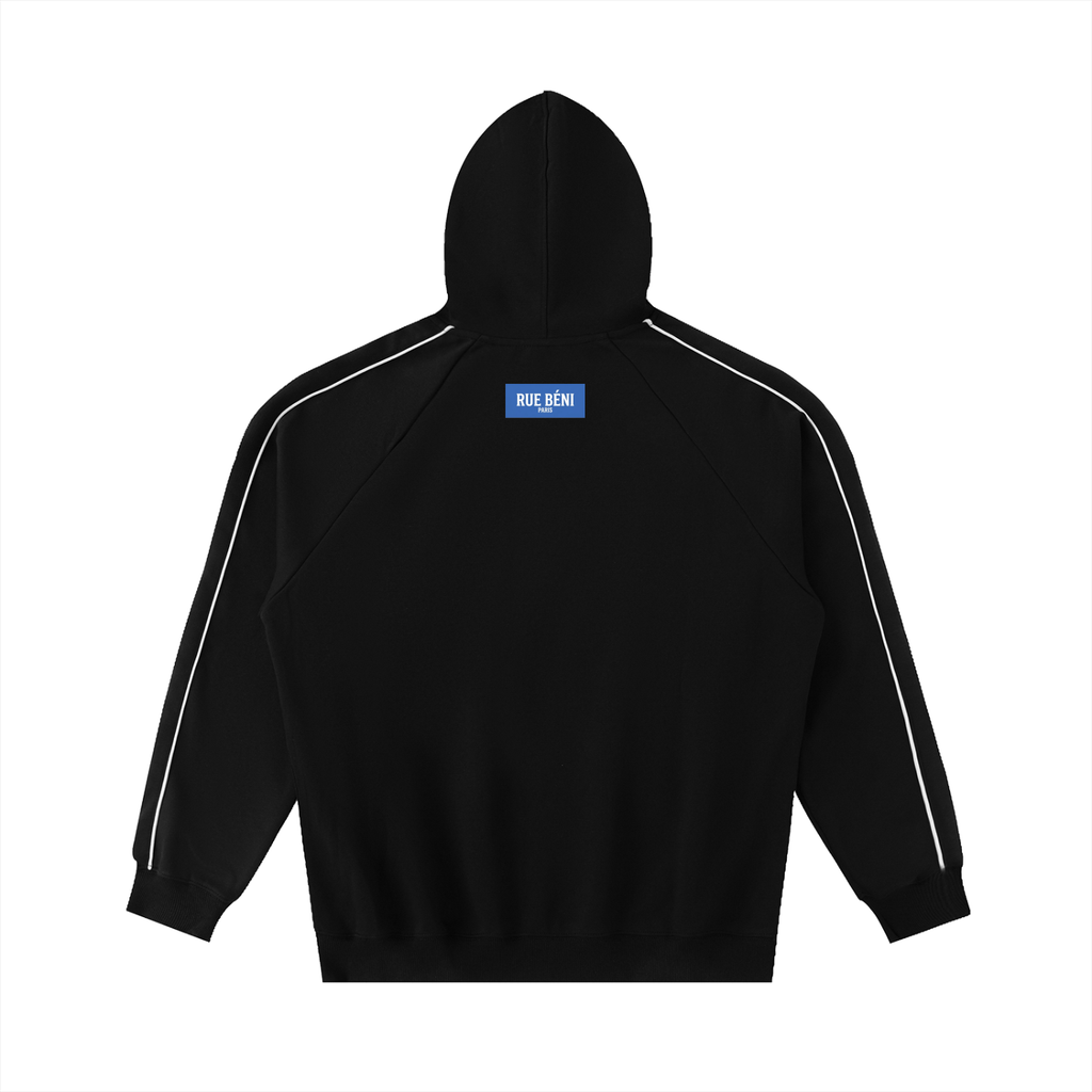 Sweat à capuche raglan à passepoils contrastés — 380 GSM