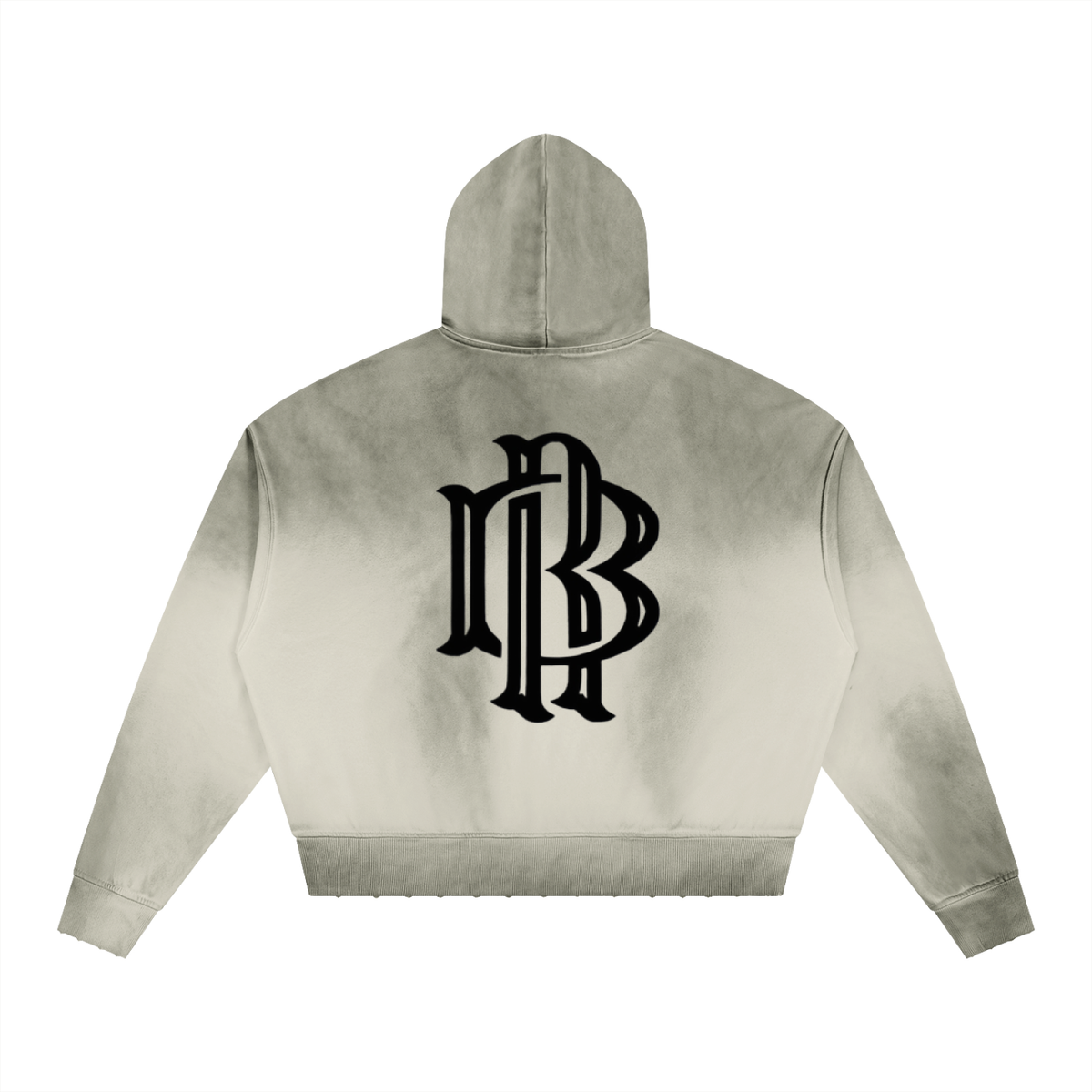 Sweat à capuche ample délavé à effet usé — 370 GSM