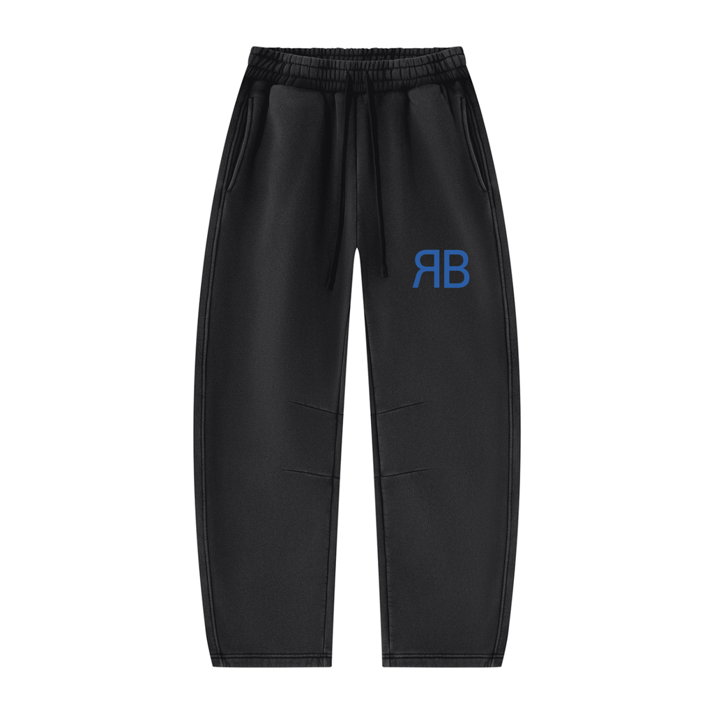 Pantalon de jogging délavé en molleton coupe barrel — 390 GSM