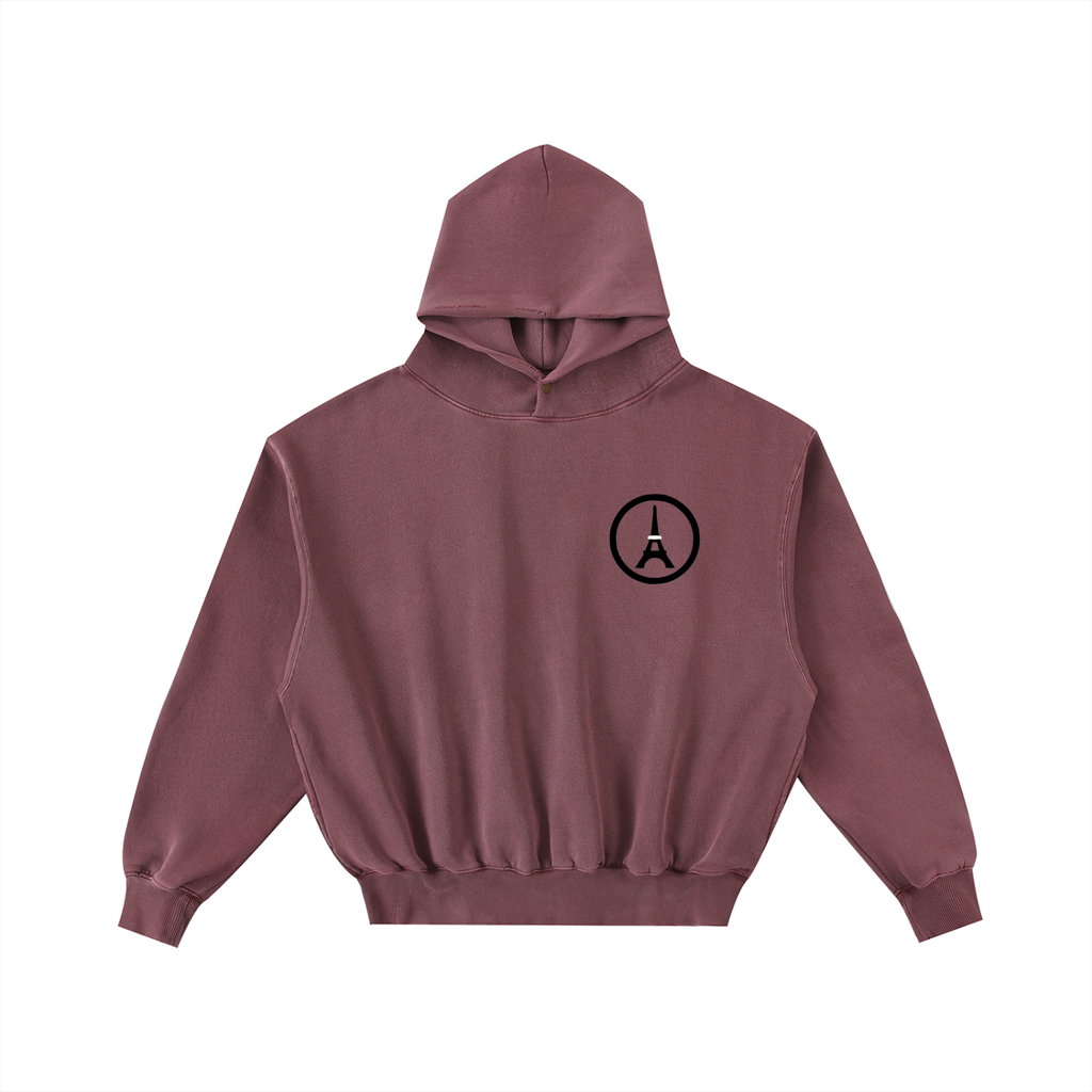 Sweat à capuche ample délavé et effiloché — 350 GSM