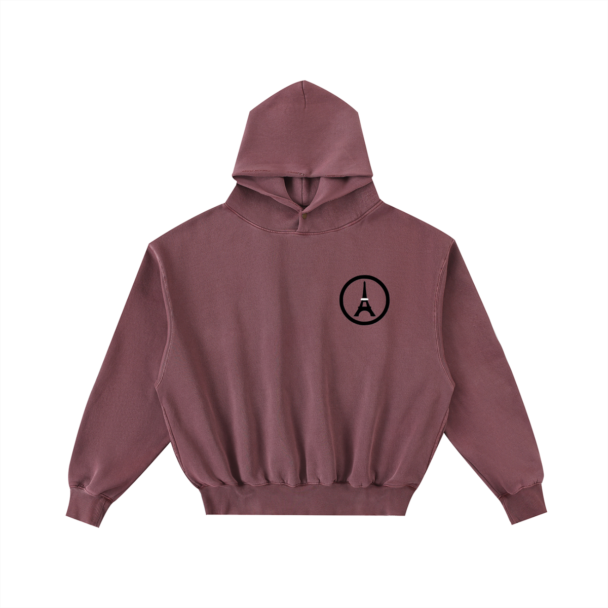 Sweat à capuche ample délavé et effiloché — 350 GSM