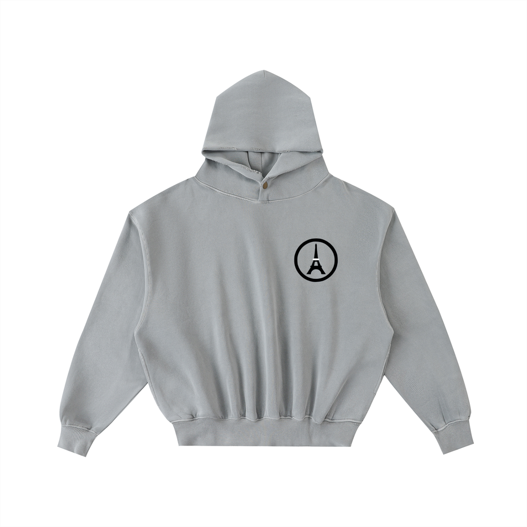 Sweat à capuche ample délavé et effiloché — 350 GSM