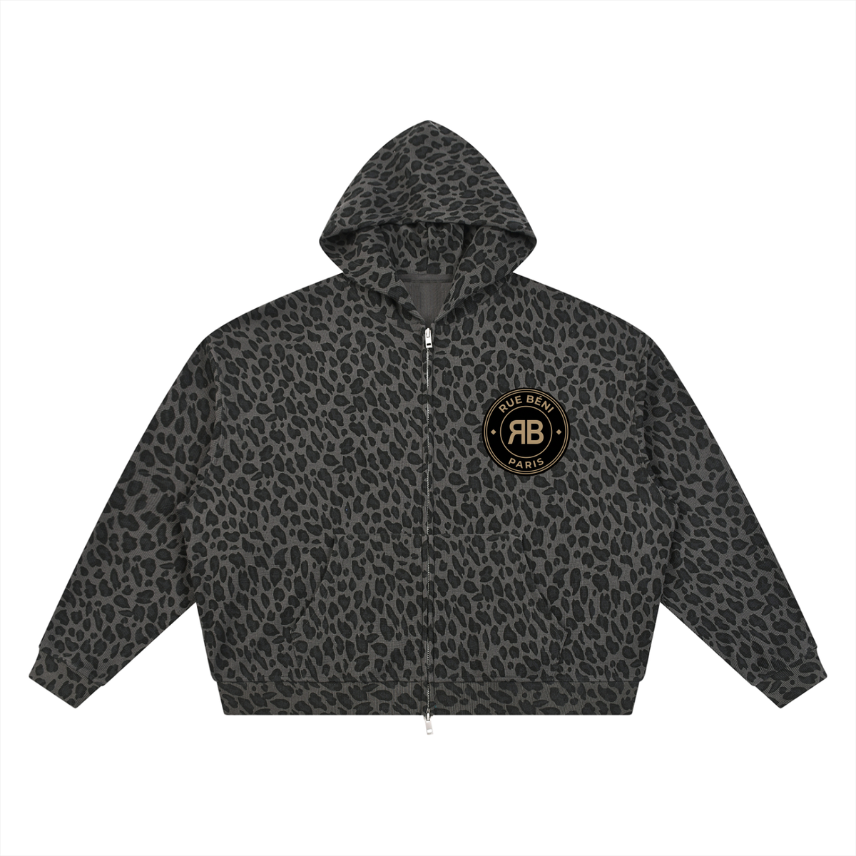 Sweat zippé gaufré Léopard Blason Paris — 320 GSM