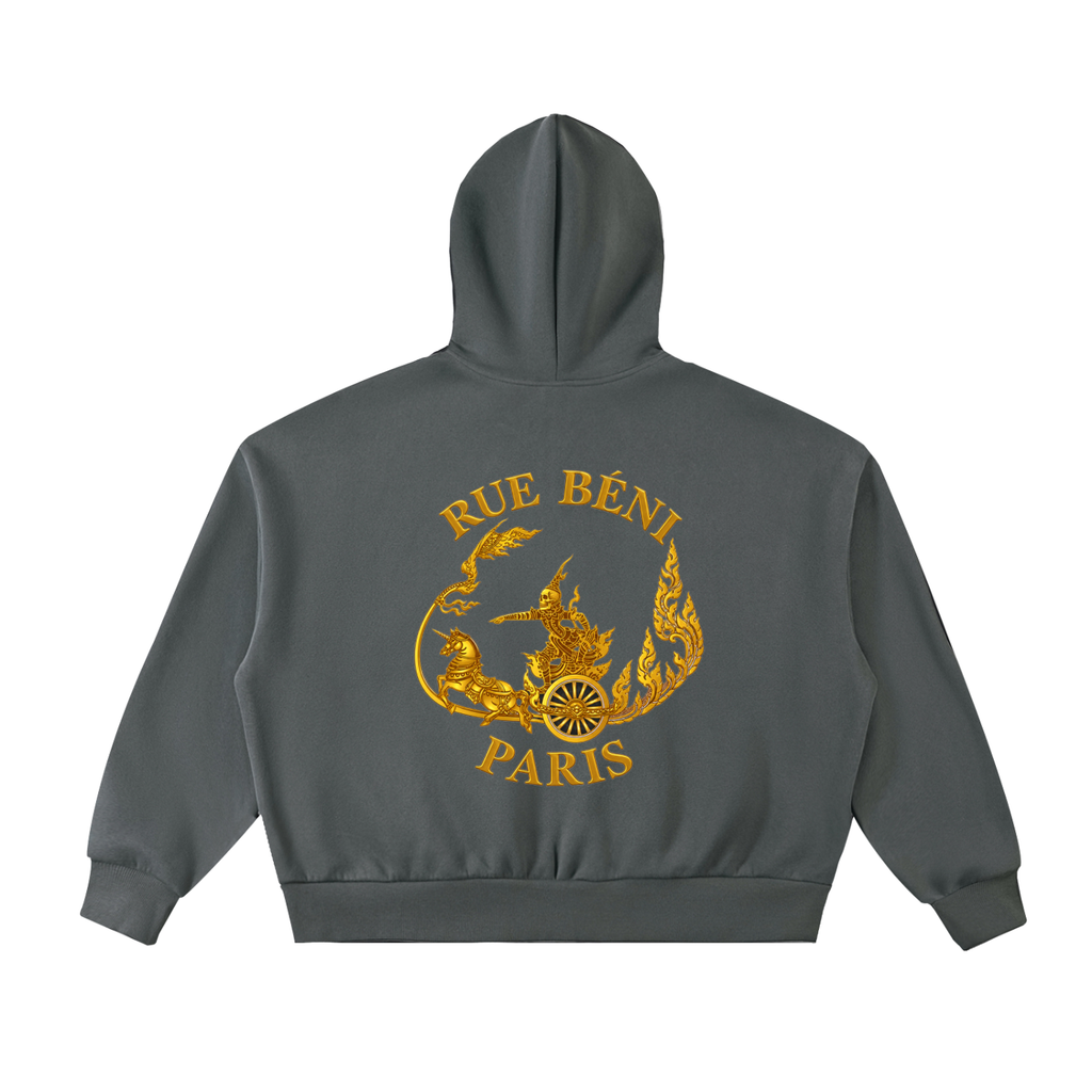 Fleeced Full-Zip Boxy Hoodie