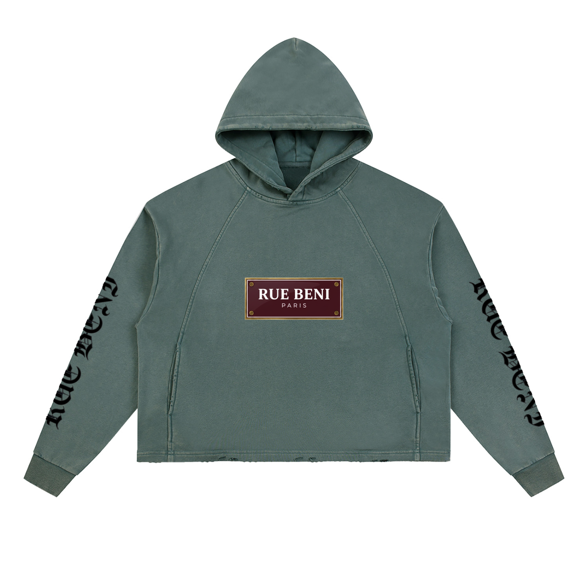Vintage Washed Frayed-Hem Hoodie