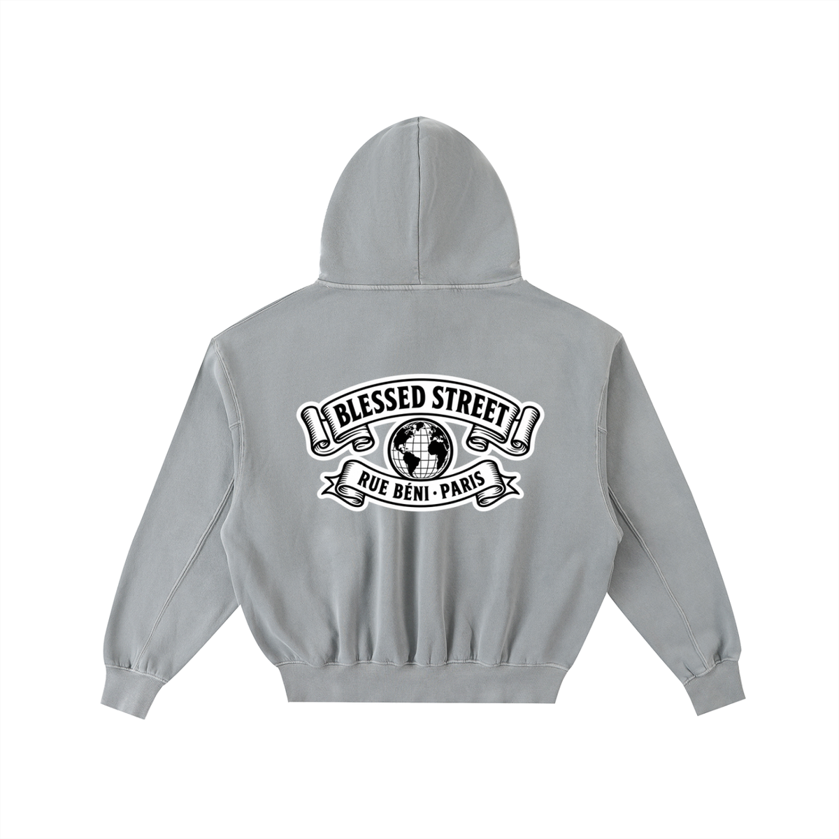 Sweat à capuche ample délavé et effiloché — 350 GSM