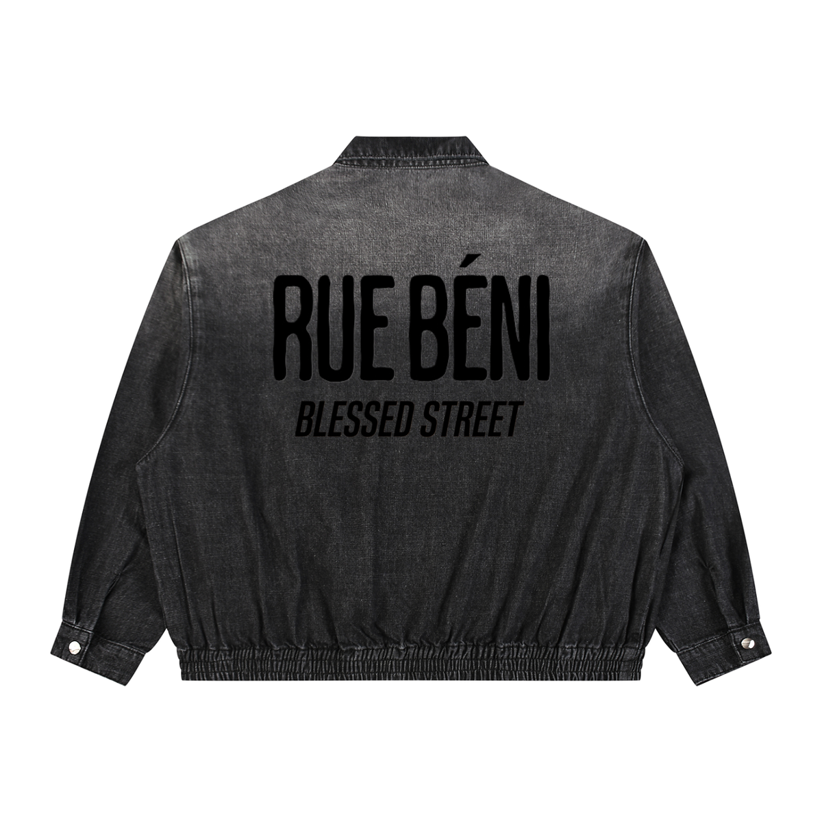 Veste en denim délavé zippée — 320 GSM