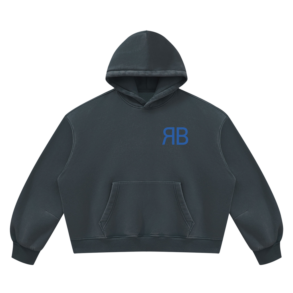 Sweat à capuche boxy délavé en molleton — 390 GSM