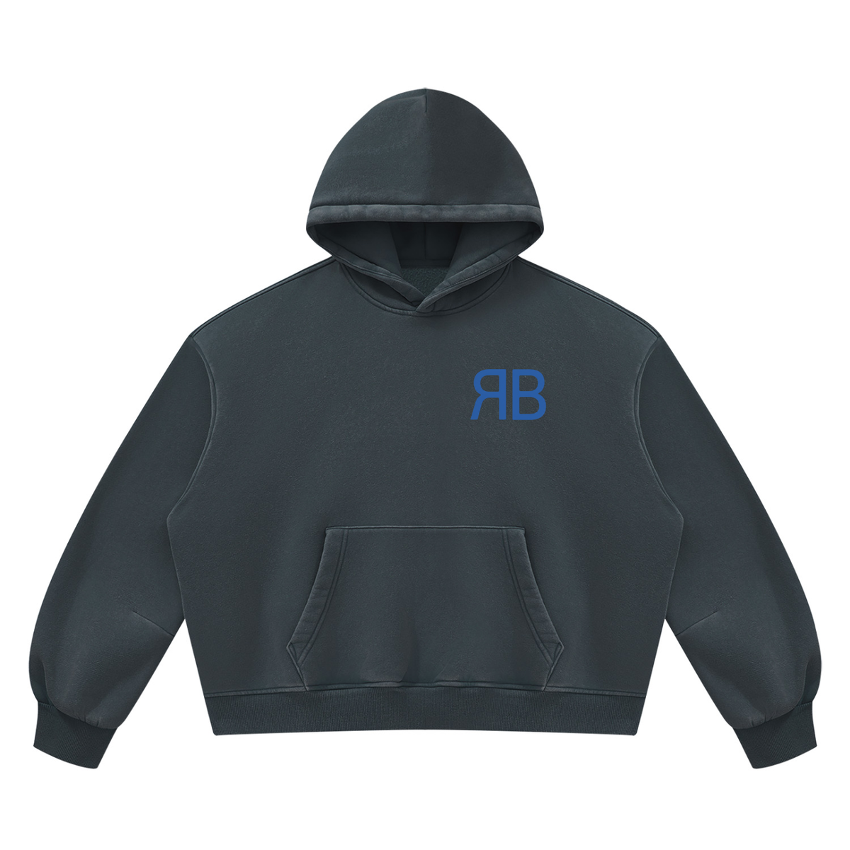 Sweat à capuche boxy délavé en molleton — 390 GSM