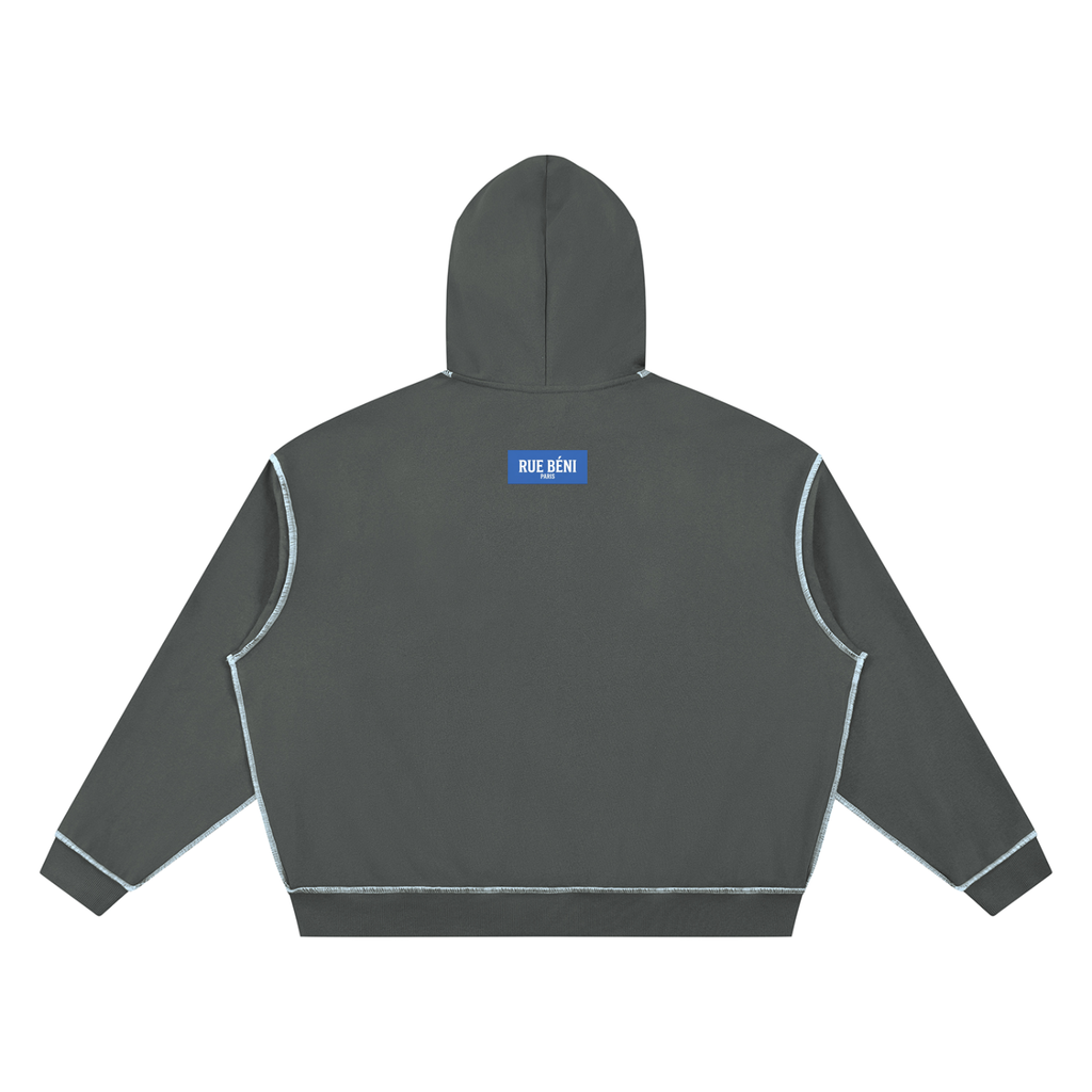 Sweat à capuche ample à surpiqûres — 420 GSM