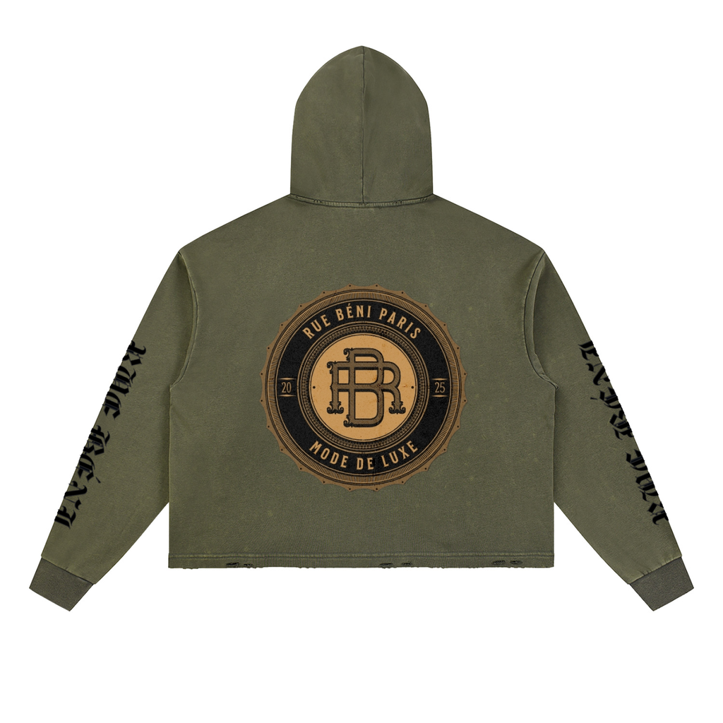 Vintage Washed Frayed-Hem Hoodie
