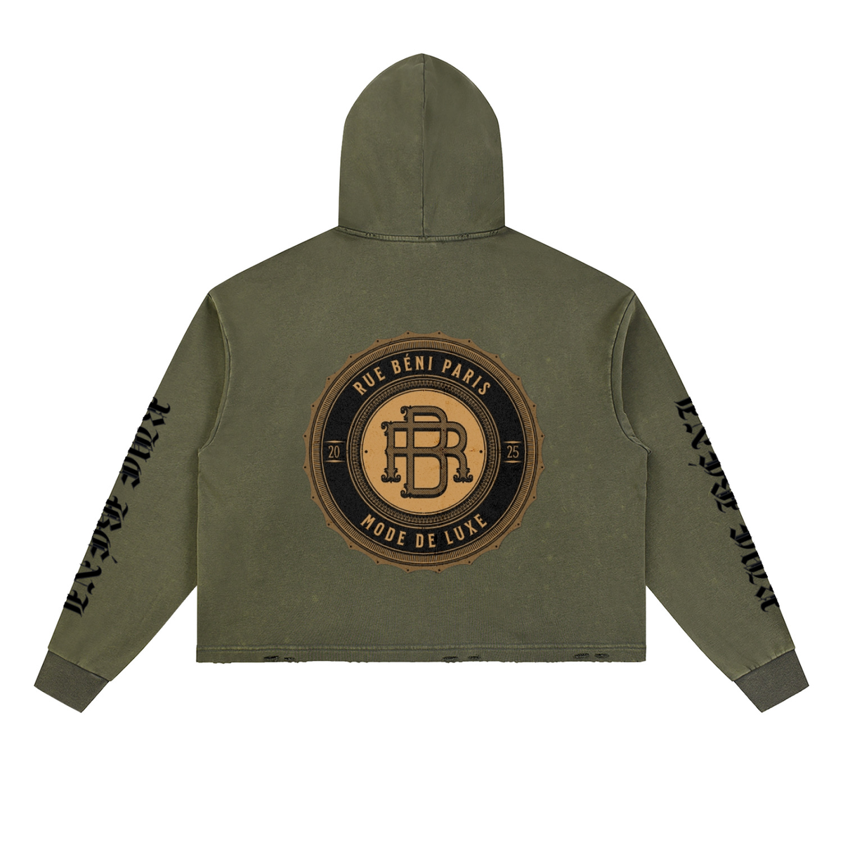 Vintage Washed Frayed-Hem Hoodie