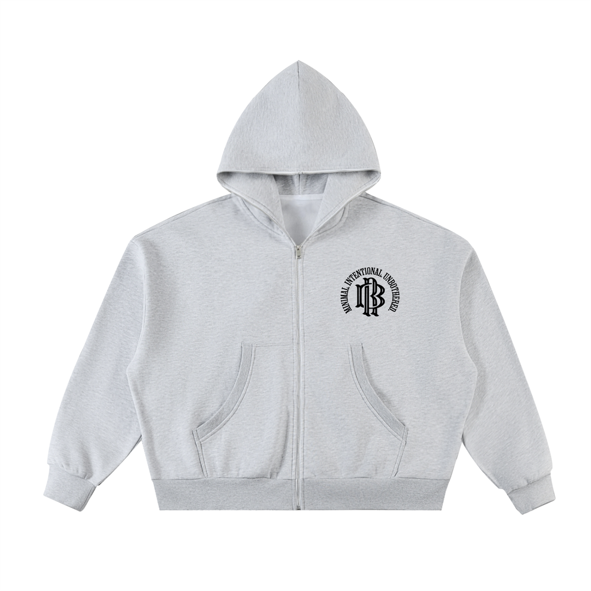 Fleeced Full-Zip Boxy Hoodie