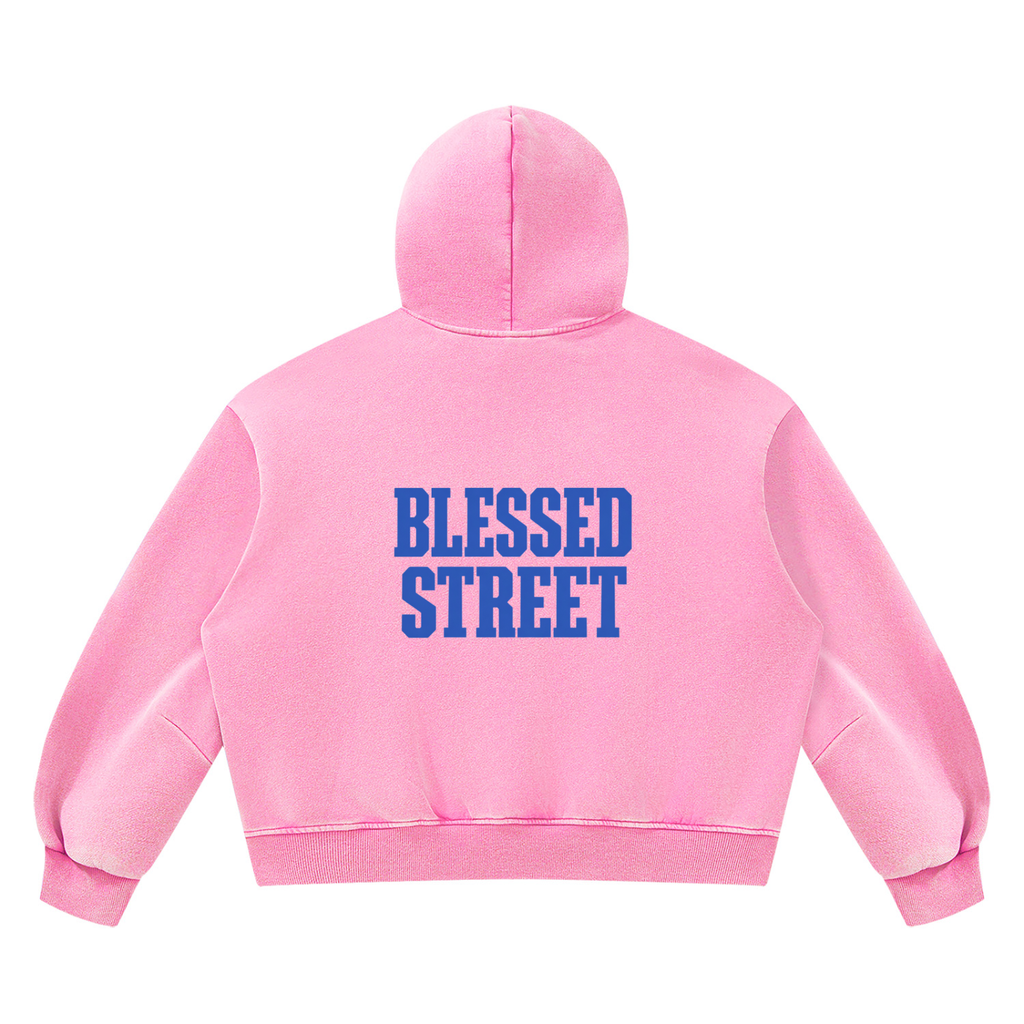 Sweat à capuche boxy délavé en molleton — 390 GSM