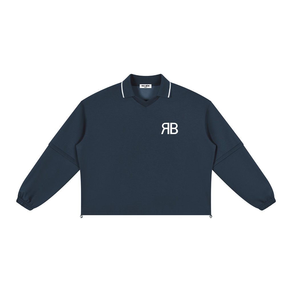 Sweat ample à col amovible Signature RB Blanc — 380 GSM