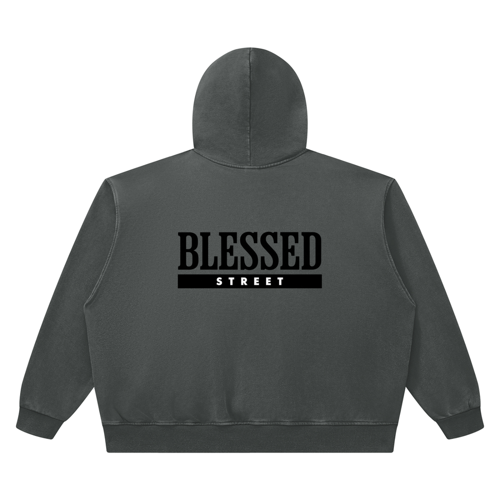 Sweat à capuche boxy en coton délavé — 420 GSM