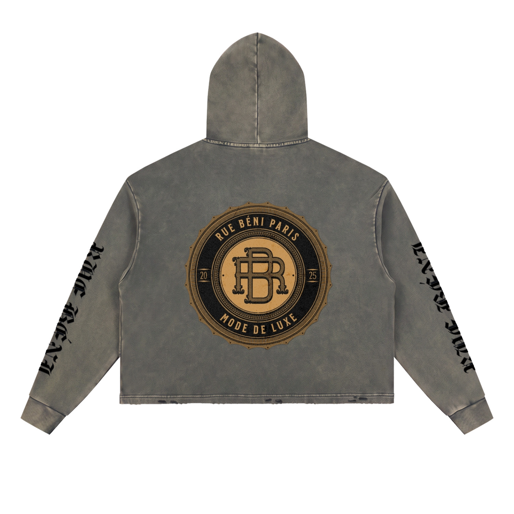 Vintage Washed Frayed-Hem Hoodie