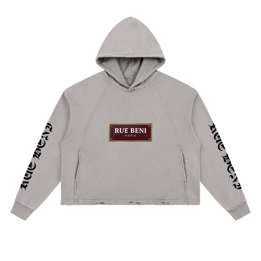 Vintage Washed Frayed-Hem Hoodie