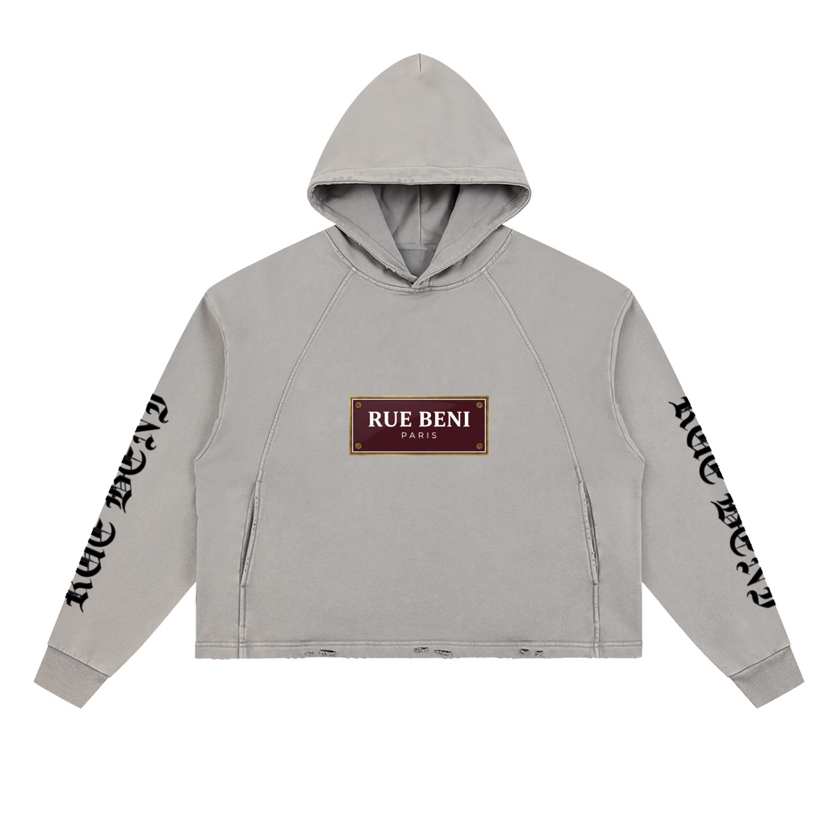 Vintage Washed Frayed-Hem Hoodie