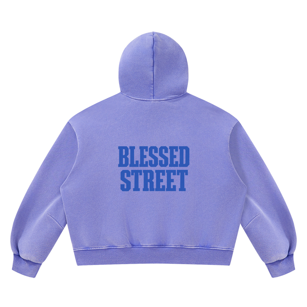 Sweat à capuche boxy délavé en molleton — 390 GSM