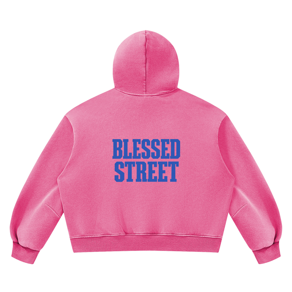 Sweat à capuche boxy délavé en molleton — 390 GSM