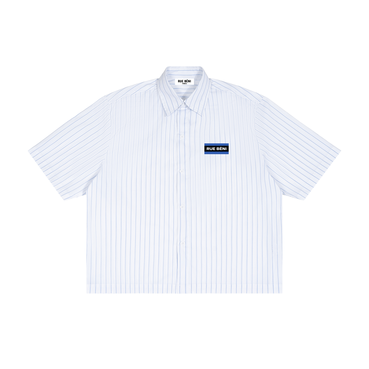 Chemise rayée coupe boxy à manches courtes — 100 GSM