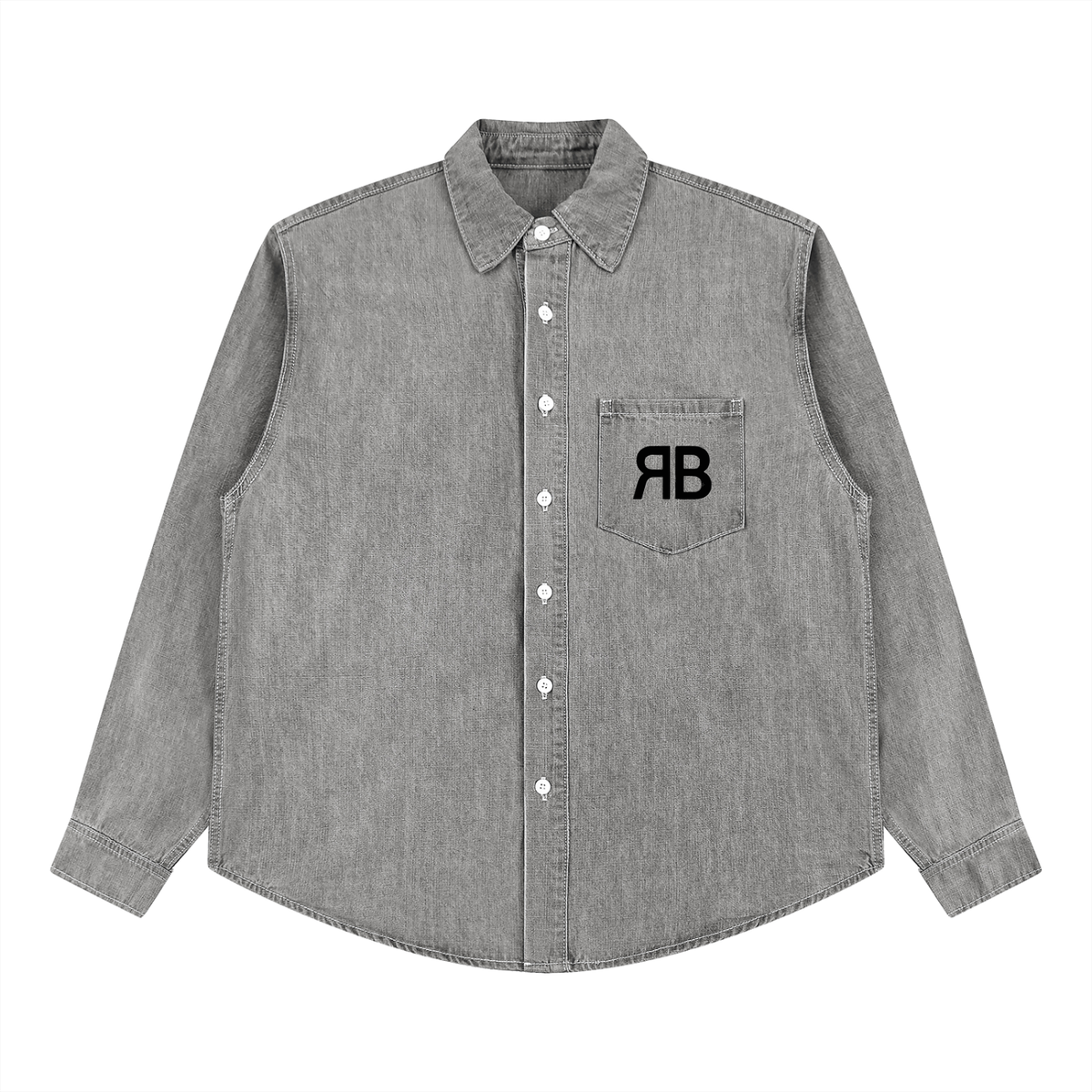 Chemise en denim délavé Signature RB — 320 GSM