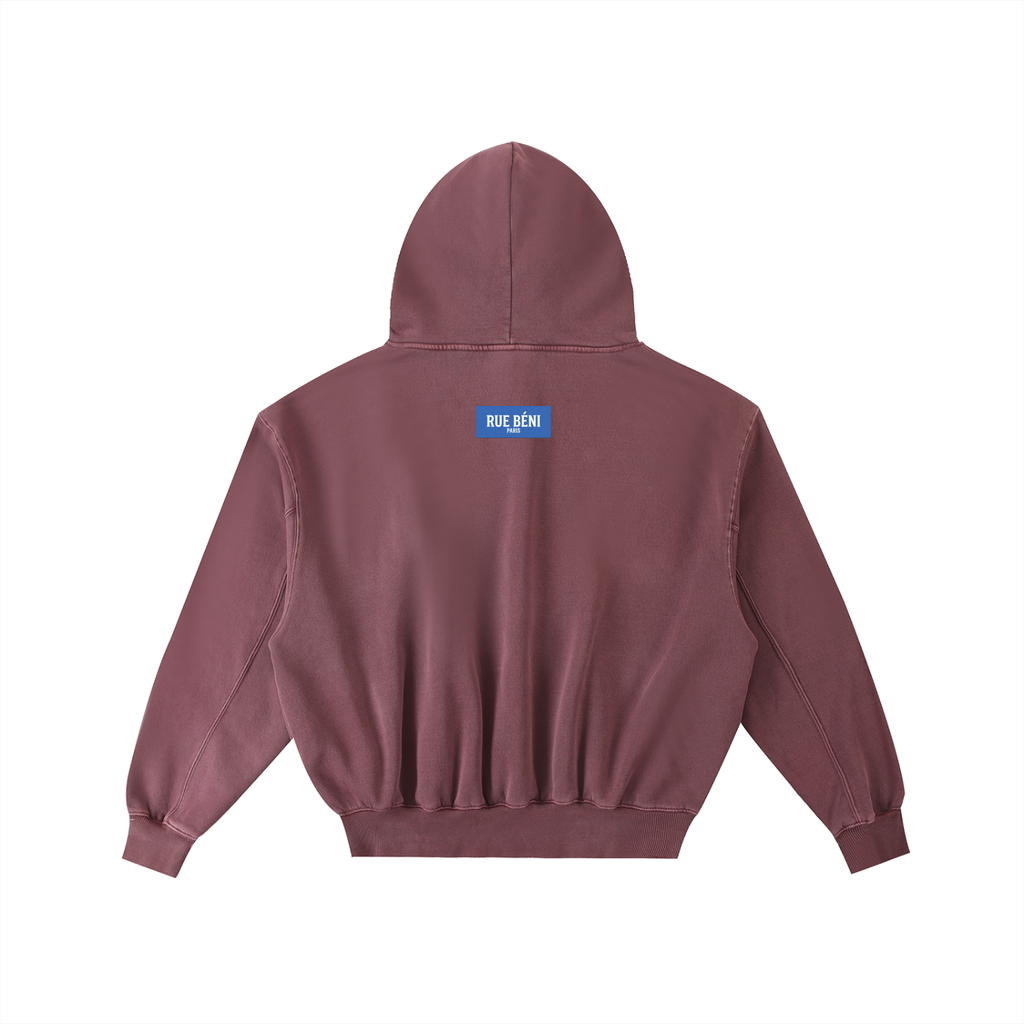 Sweat à capuche ample délavé et effiloché — 350 GSM