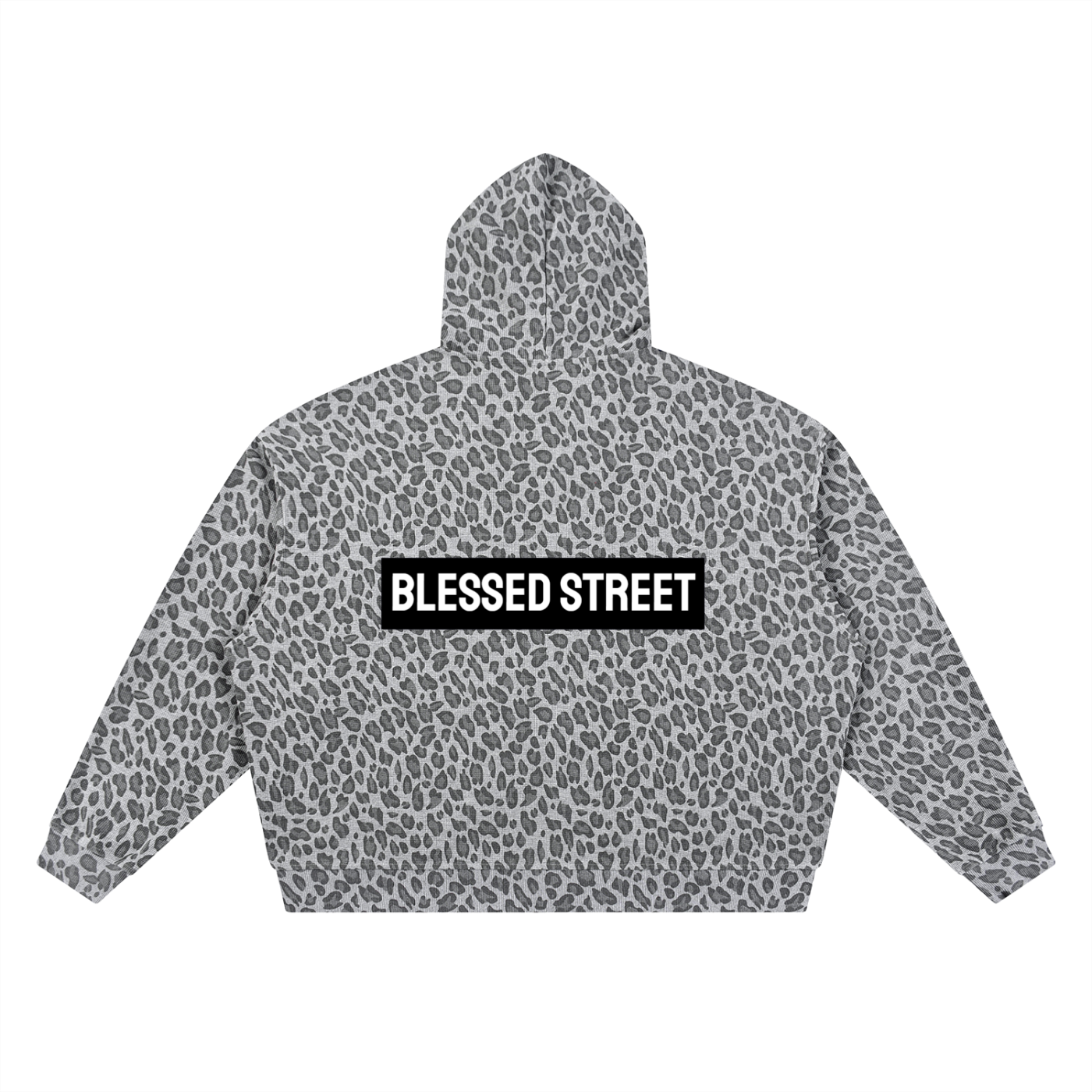 Hoodie Zippé Imprimé Léopard RB — Gris