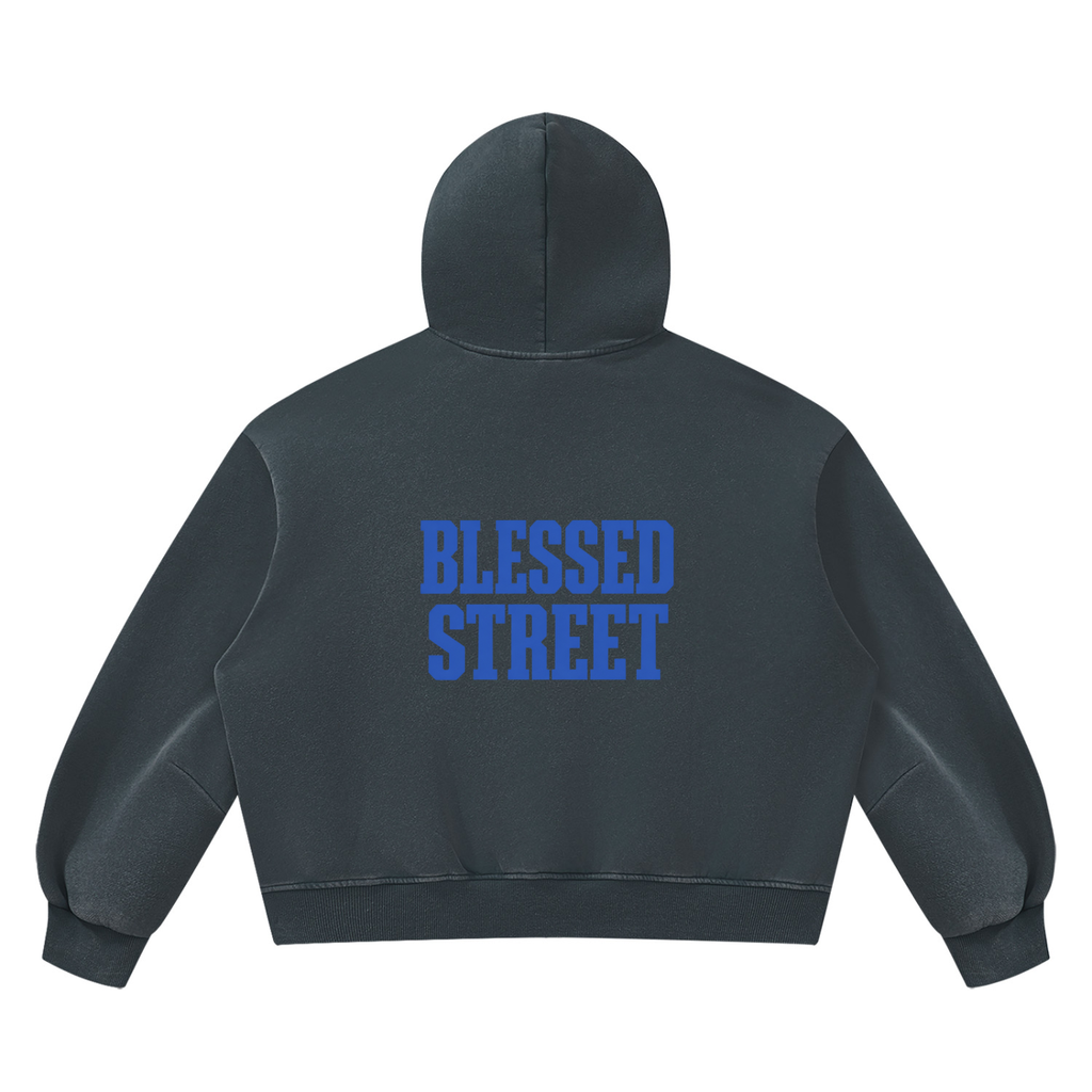 Sweat à capuche boxy délavé en molleton — 390 GSM