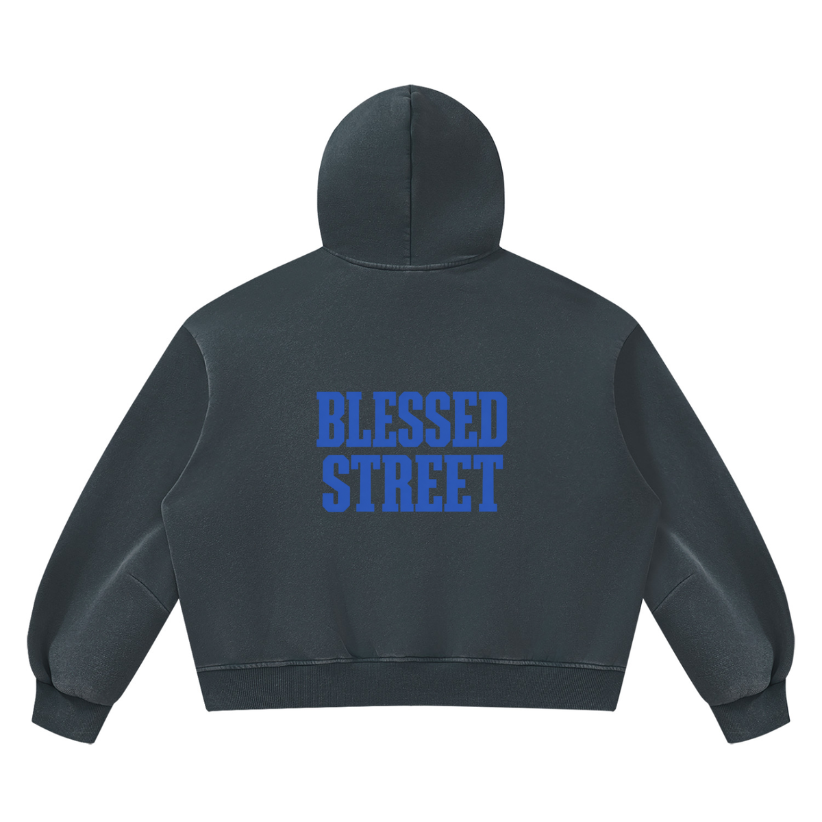 Sweat à capuche boxy délavé en molleton — 390 GSM