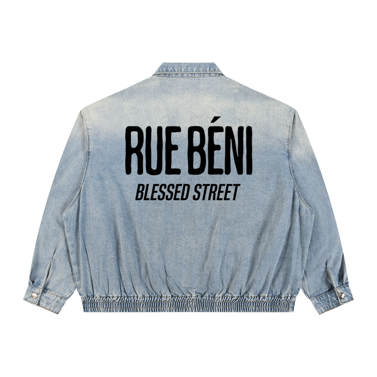 Veste en denim délavé zippée — 320 GSM